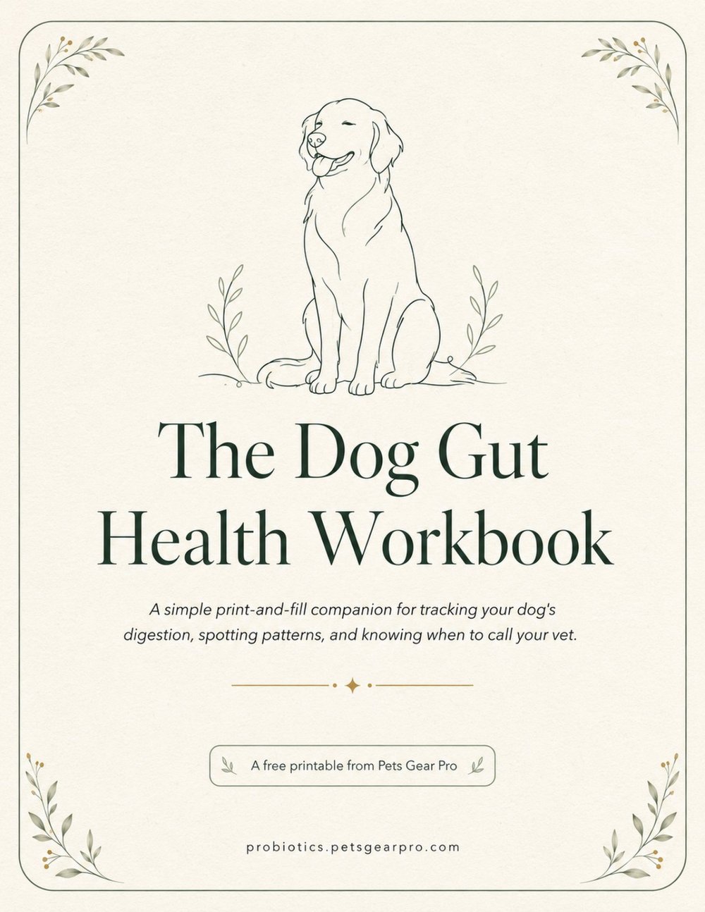 Cover of the free Dog Gut Health Workbook printable